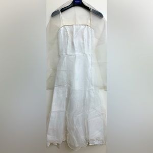 White and silver strapless dress with gem trim by Fiesta size medium